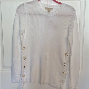 *NWT* Michael Kors White with Gold Tie Up Sweater